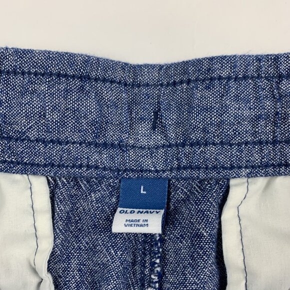 Old Navy Blue Chambray Linen Blend High Rise Pull On Ankle Pant L - Picture 4 of 7
